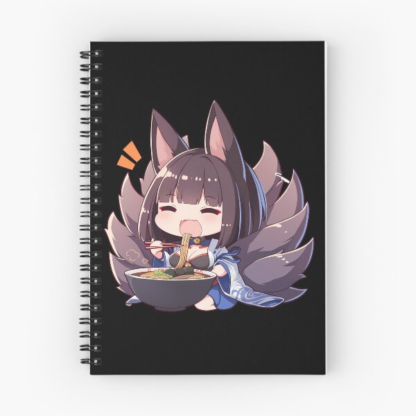 Artikelvorschau, Kaga Azur Lane Anime-Mädchen Kawaii Ramen Fuchs Chibi Blaue Nudelschüssel entworfen und verkauft von Raslbazola.