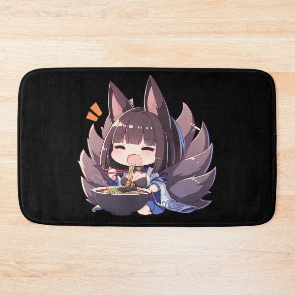 Artikelvorschau, Kaga Azur Lane Anime-Mädchen Kawaii Ramen Fuchs Chibi Blaue Nudelschüssel entworfen und verkauft von Raslbazola.