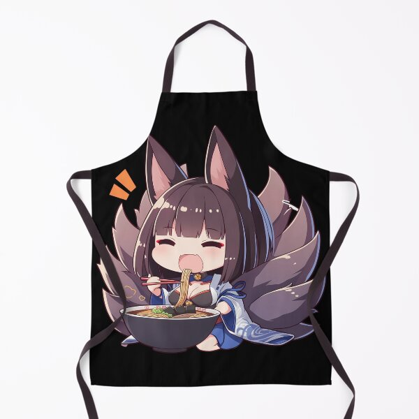 Item preview, Kaga Azur Lane Anime Girl Kawaii Ramen Fox Chibi Blue Noodles Bowl designed and sold by Raslbazola.