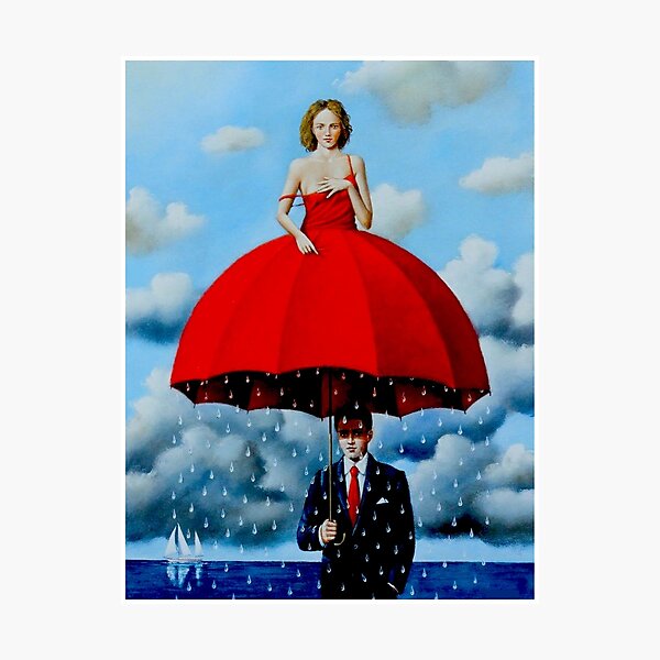 UMBRELLA LADY : Vintage Abstract Painting Print Photographic Print