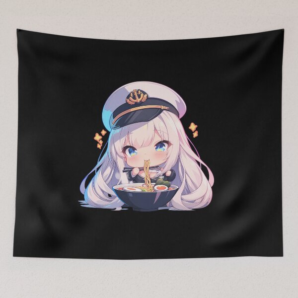 Item preview, Enterprise Azur Lane Anime Girl Kawaii Ramen Blue Chibi Captain Bowl designed and sold by Raslbazola.