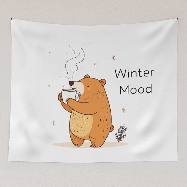 Item preview, Minimalist Cute Winter Mood Bear Illustration designed and sold by LeyaLeyShop.