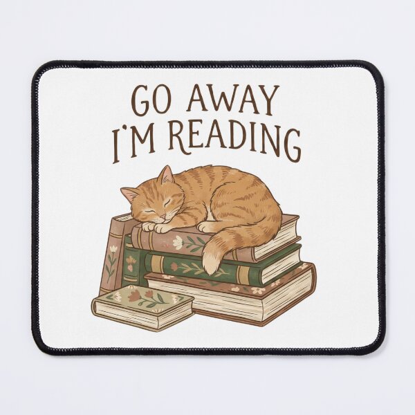 Item preview, Go Away I'm Reading - Cute Cat and Books Cottagecore designed and sold by BKPrintDesing.