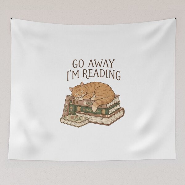 Item preview, Go Away I'm Reading - Cute Cat and Books Cottagecore designed and sold by BKPrintDesing.