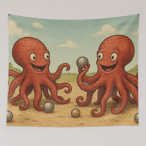 Item preview, Playing boules, clever octopuses designed and sold by Mauswohn.