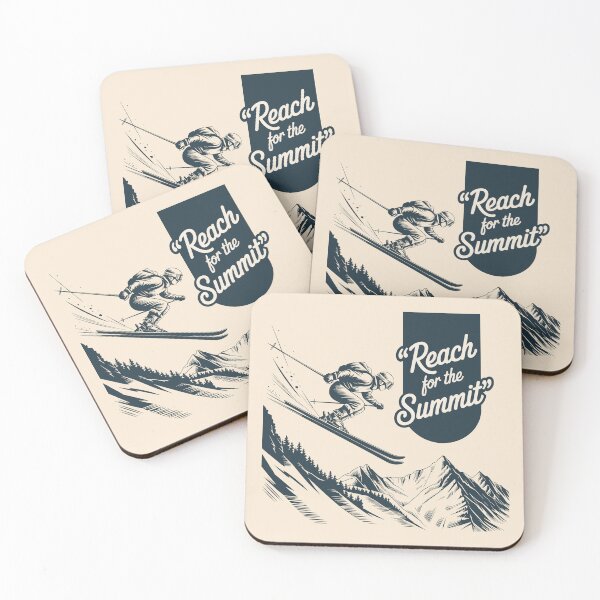 Item preview, Reach for the Summit Vintage Skier Mountain Poster Design designed and sold by SplashTastic.