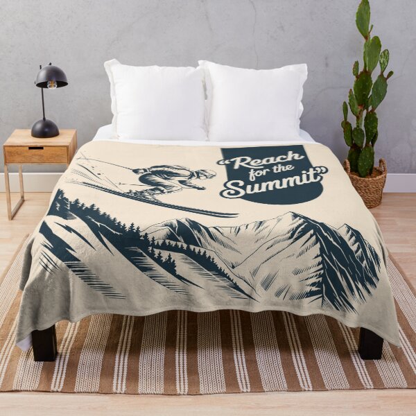 Item preview, Reach for the Summit Vintage Skier Mountain Poster Design designed and sold by SplashTastic.