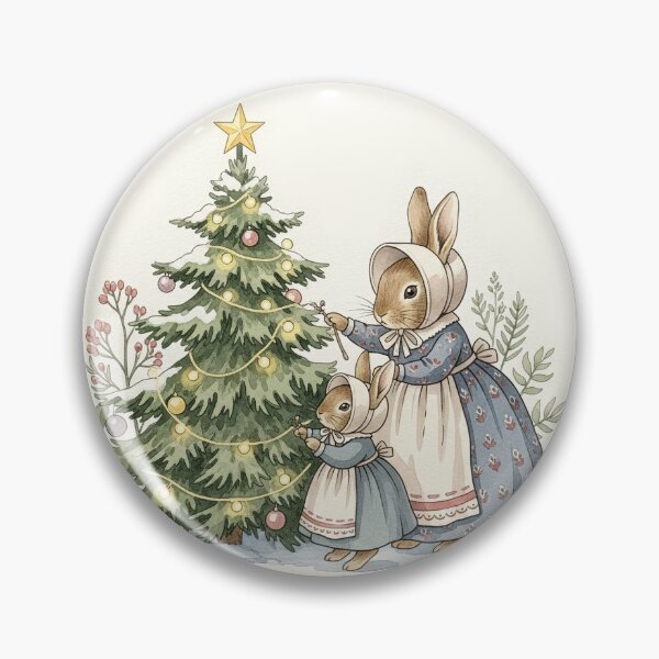 Item preview, Bunny Mother & Daughter Decorate Christmas Tree designed and sold by Pasteltone.
