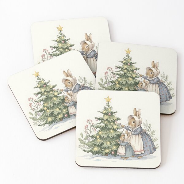 Item preview, Bunny Mother & Daughter Decorate Christmas Tree designed and sold by Pasteltone.