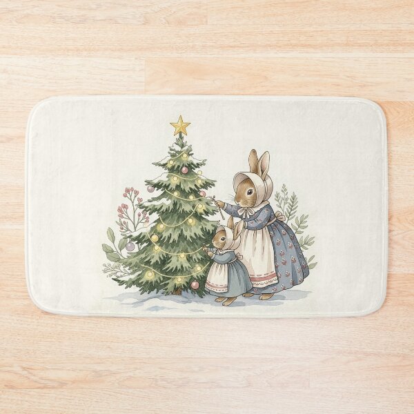 Item preview, Bunny Mother & Daughter Decorate Christmas Tree designed and sold by Pasteltone.