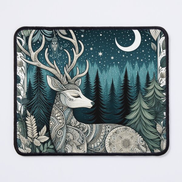 Item preview, Celestial Forest Stag Under Moon Illustration designed and sold by BigBlueArt.