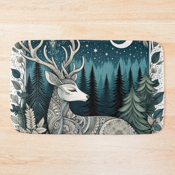 Item preview, Celestial Forest Stag Under Moon Illustration designed and sold by BigBlueArt.