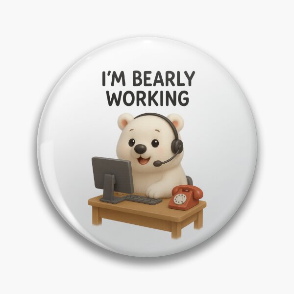 Item preview, Cute Polar Bear Call Centre Hotline Support - I'm Bearly Working | Kawaii Funny Office Humor Gift Art designed and sold by Moons Studio.
