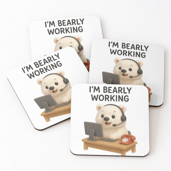 Item preview, Cute Polar Bear Call Centre Hotline Support - I'm Bearly Working | Kawaii Funny Office Humor Gift Art designed and sold by Moons Studio.
