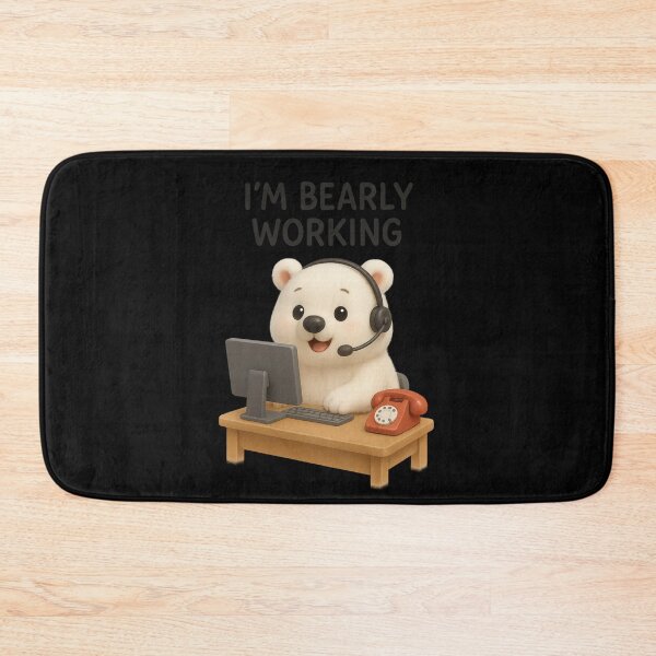 Item preview, Cute Polar Bear Call Centre Hotline Support - I'm Bearly Working | Kawaii Funny Office Humor Gift Art designed and sold by Moons Studio.