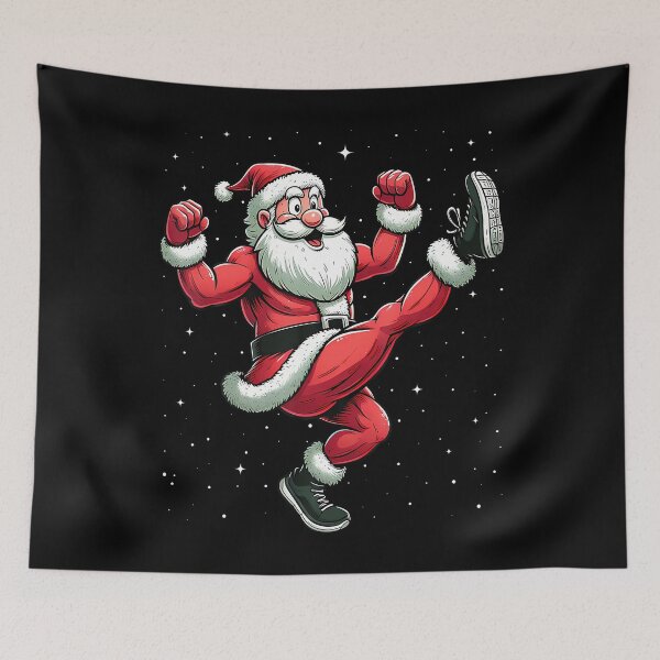 Item preview, Santa Exercising Gym Fitness Workout Christmas Snow designed and sold by JeneMindy.