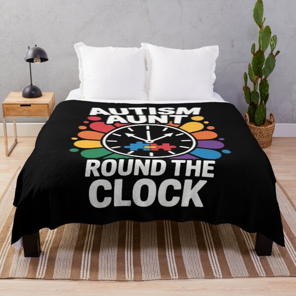 Item preview, Aunt Puzzle Piece Ribbon Clock Cool Autism Awareness designed and sold by KarstenNoanra.
