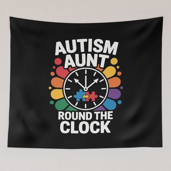 Item preview, Aunt Puzzle Piece Ribbon Clock Cool Autism Awareness designed and sold by KarstenNoanra.