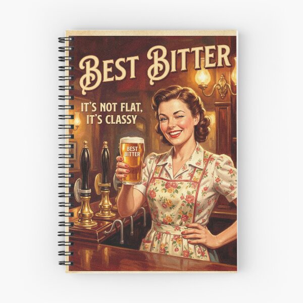 Item preview, BEST BITTER IT’S NOT FLAT IT’S CLASSY Vintage 1950s British Pub Barmaid Poster designed and sold by Cozy-Old-Pub.