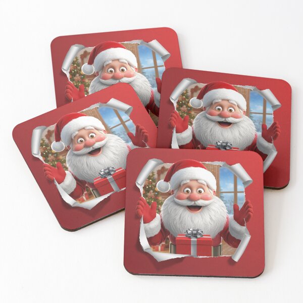 Item preview, Animated Santa Claus Bursting Through a Torn Red Christmas Background – Festive Holiday Scene with Gift Box designed and sold by PixelVibe782.
