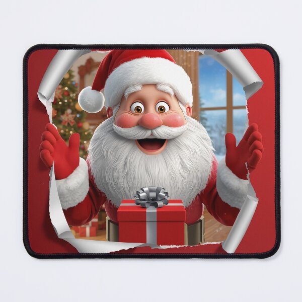 Item preview, Animated Santa Claus Bursting Through a Torn Red Christmas Background – Festive Holiday Scene with Gift Box designed and sold by PixelVibe782.