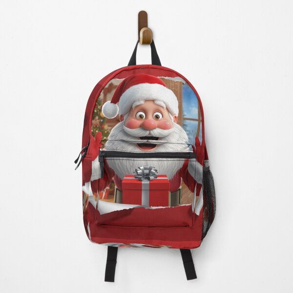 Item preview, Animated Santa Claus Bursting Through a Torn Red Christmas Background – Festive Holiday Scene with Gift Box designed and sold by PixelVibe782.