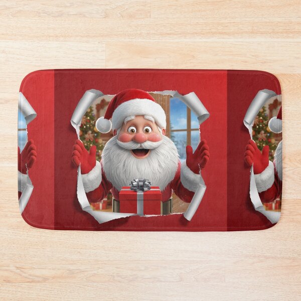 Item preview, Animated Santa Claus Bursting Through a Torn Red Christmas Background – Festive Holiday Scene with Gift Box designed and sold by PixelVibe782.