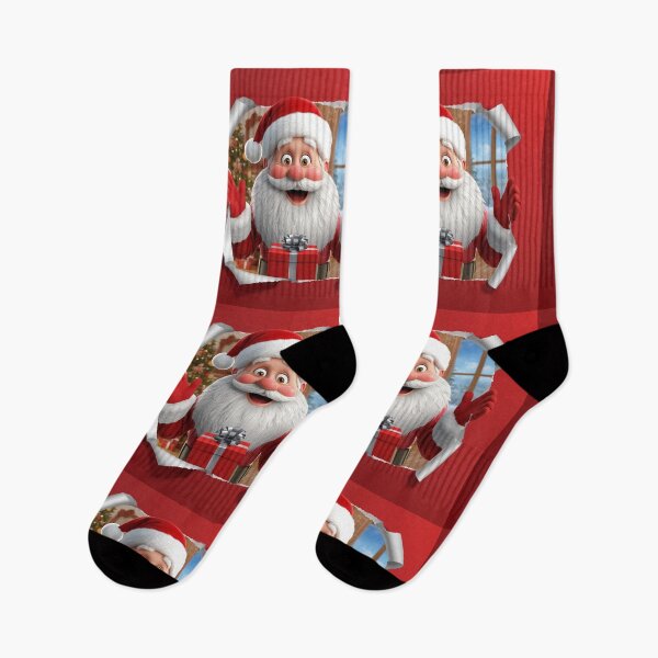 Item preview, Animated Santa Claus Bursting Through a Torn Red Christmas Background – Festive Holiday Scene with Gift Box designed and sold by PixelVibe782.