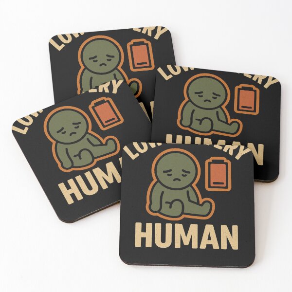 Item preview, Low Battery Human – Retro Tired Character Vintage Cartoon Design designed and sold by johnExpress02.
