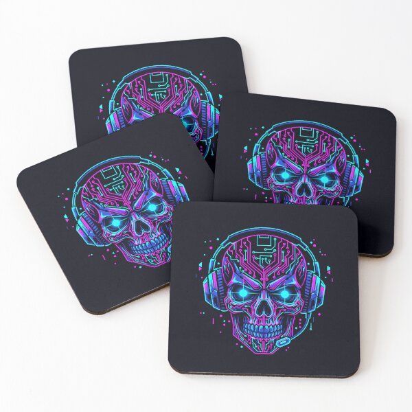 Item preview, Cyberpunk Gamer Skull – Neon Circuit Techcore Illustration designed and sold by happy mongolia.