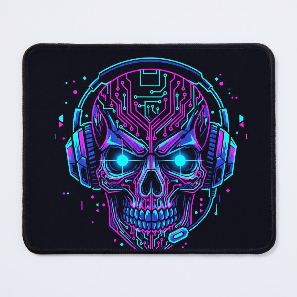 Item preview, Cyberpunk Gamer Skull – Neon Circuit Techcore Illustration designed and sold by happy mongolia.
