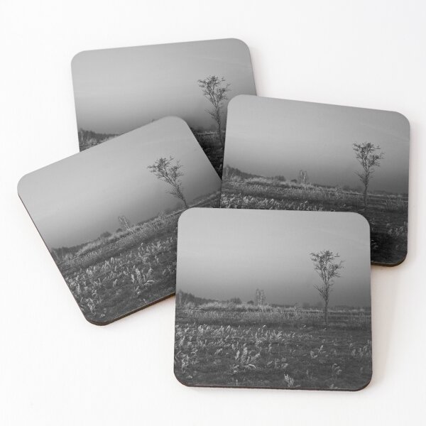 Item preview, Frosty Meadow with Lone Tree in Black and White Landscape designed and sold by alicjamiekina.