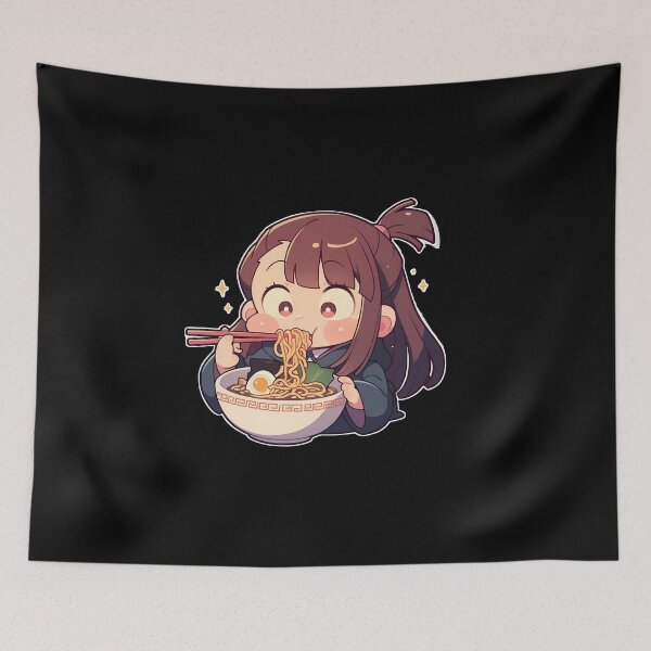 Item preview, Atsuko Kagari Little Witch Academia Anime Girl Kawaii Ramen Blue Chibi designed and sold by Raslbazola.