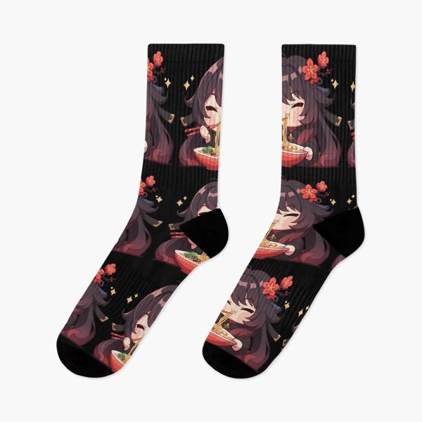 Item preview, Hu Tao Genshin Impact Game Girl Kawaii Ramen Red Chibi Flowers Noodles designed and sold by Raslbazola.
