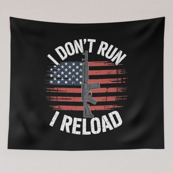 Item preview, I Don't Run I Reload Gun Flag  designed and sold by FortuneFull.