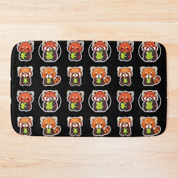 Item preview, Kawaii Red Panda with Green Apple - Cute Anime Sticker Art designed and sold by GreyChocolate.