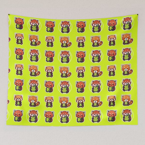Item preview, Kawaii Red Panda with Green Apple - Cute Anime Sticker Art designed and sold by GreyChocolate.