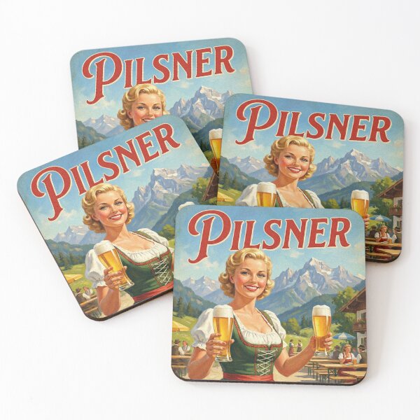 Item preview, PILSNER LOVE IN EVERY SIP Vintage 1950s German Beer Garden Poster designed and sold by Cozy-Old-Pub.