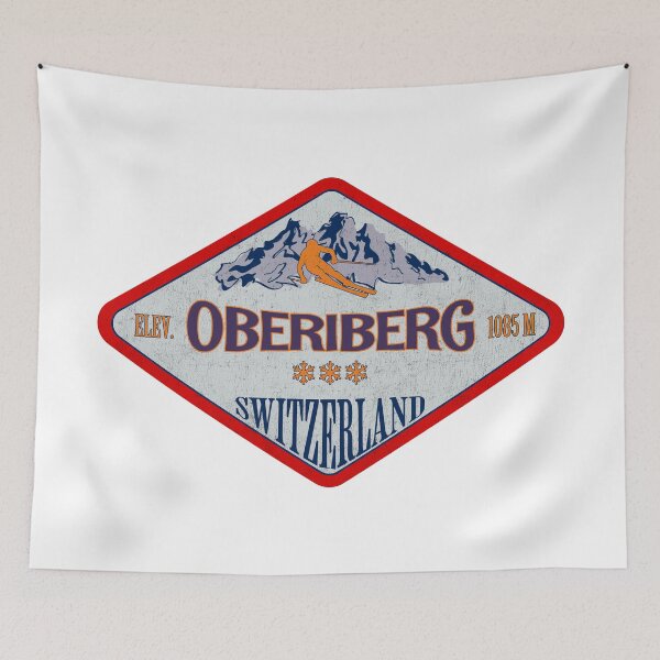 Item preview, Oberiberg, Switzerland, Vintage skiing badge design designed and sold by Wanderful-roads.