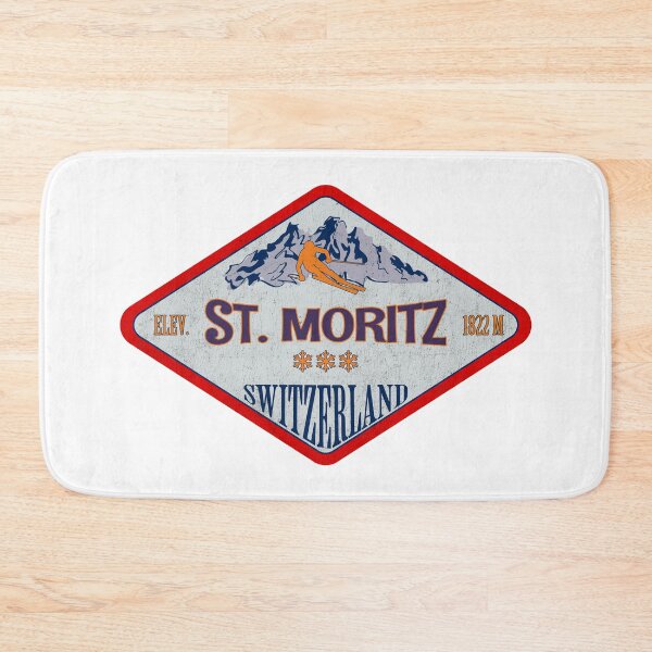Item preview, St. Moritz, Switzerland, Vintage skiing badge design designed and sold by Wanderful-roads.