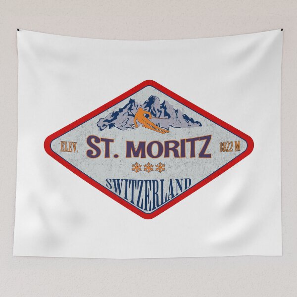 Item preview, St. Moritz, Switzerland, Vintage skiing badge design designed and sold by Wanderful-roads.