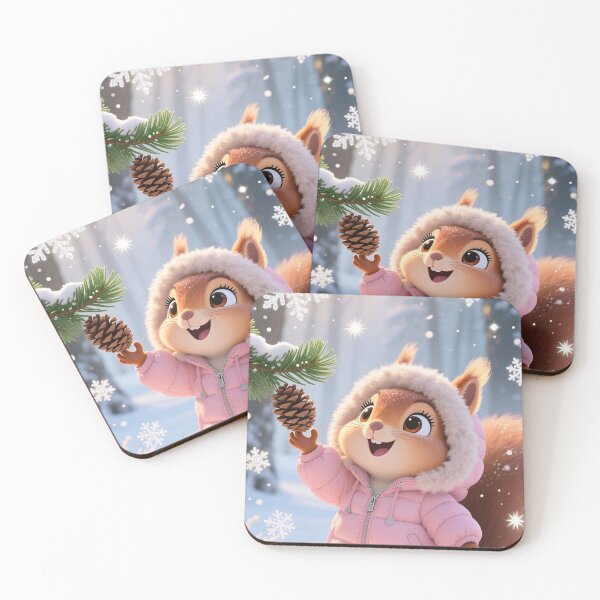 Item preview, Cute Winter Squirrel in Pink Jacket – Adorable Snowy Illustration designed and sold by AmetistLight.