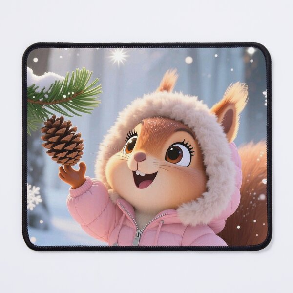 Item preview, Cute Winter Squirrel in Pink Jacket – Adorable Snowy Illustration designed and sold by AmetistLight.