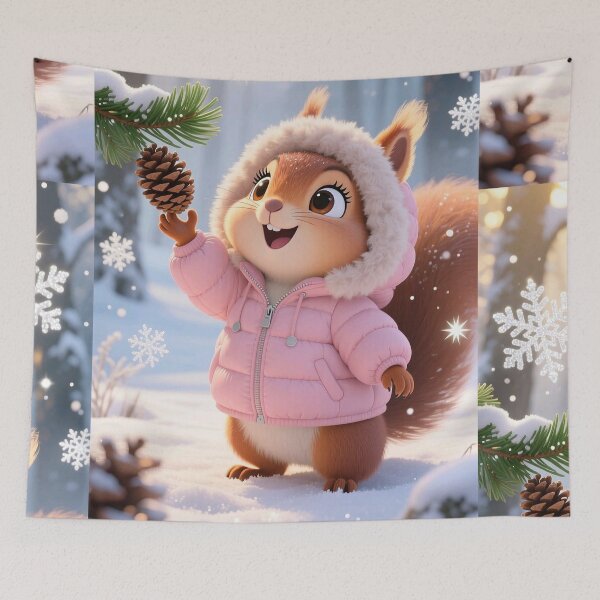 Item preview, Cute Winter Squirrel in Pink Jacket – Adorable Snowy Illustration designed and sold by AmetistLight.