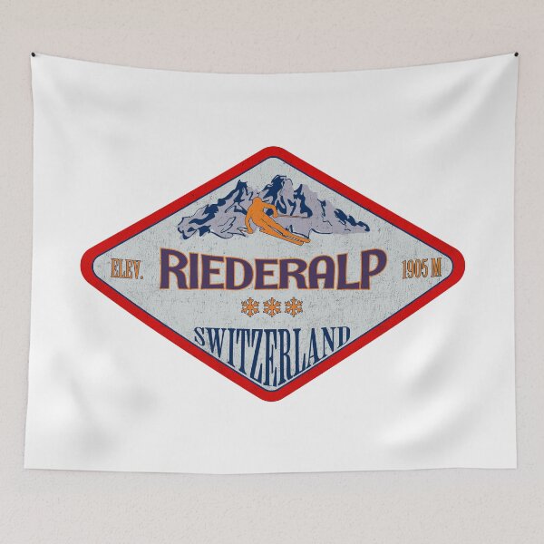 Item preview, Riederalp, Switzerland, Vintage skiing badge design designed and sold by Wanderful-roads.