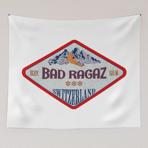 Item preview, Bad Ragaz, Switzerland, Vintage skiing badge design designed and sold by Wanderful-roads.
