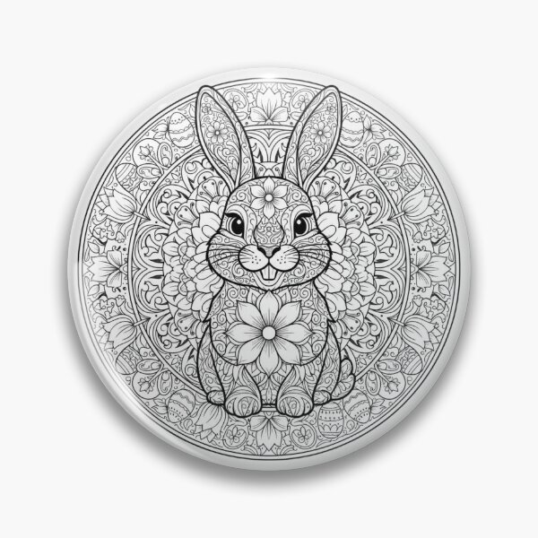 Item preview, Intricate Floral Easter Bunny Mandala - Zen Coloring Art designed and sold by ArtisticVlad.