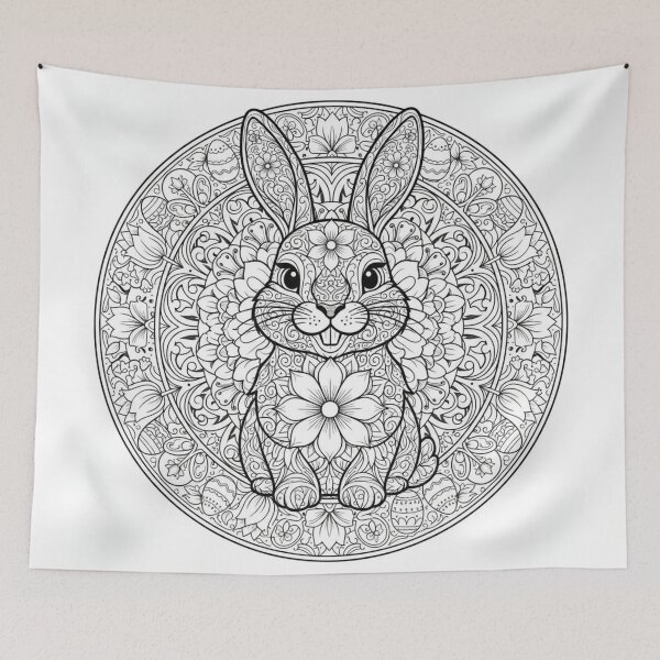 Item preview, Intricate Floral Easter Bunny Mandala - Zen Coloring Art designed and sold by ArtisticVlad.