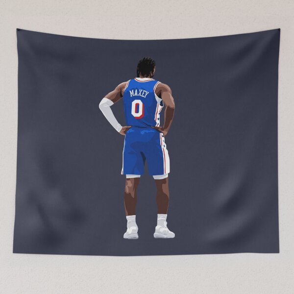 Item preview, Tyrese Maxey Vector Back Standing Blue Qiangy designed and sold by qiangdade.