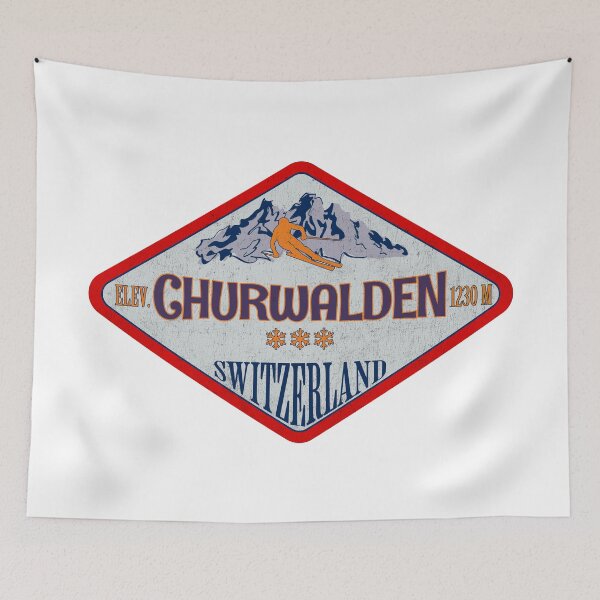Item preview, Churwalden, Switzerland, Vintage skiing badge design designed and sold by Wanderful-roads.
